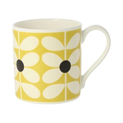 Image of Orla Kiely 60&#039;s Stem Ochre/Yellow Quite Big Mug 350ml Bone China