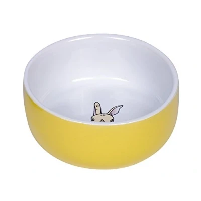 Image of Nobby Rabbit Rodent Ceramic Bowl Diameter 11 cm x 4.5 Yellow/White