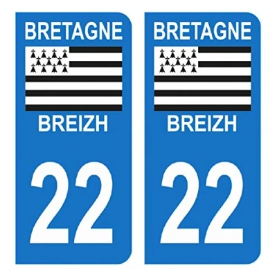 Image of HADEXIA Self Adhesive Number Plate Stickers for Car Region 22 Côtes d&#039;Armor Logo Brittany Breizh Symbol