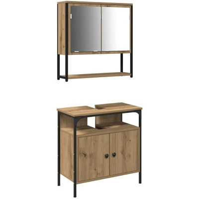 Image of vidaXL 2 Piece Bathroom Furniture Set Artisan Oak Engineered Wood