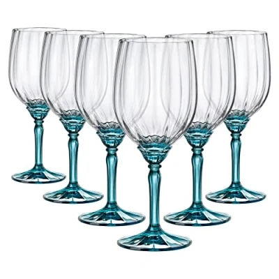 Image of 6x Blue 535ml Florian Red Wine Glasses By Bormioli Rocco