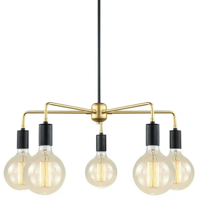 Image of Italux Lighting Modern Hanging Pendant Black, Gold 5 Light, E27