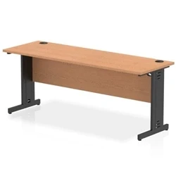 Image of Impulse 1800x600mm Straight Desk Oak Top Black Cable Managed Leg