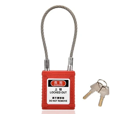 Image of Lockout Tagout Safety Padlock, and Locks, Padlock Engineering Non Conductive Lock Long Body Red