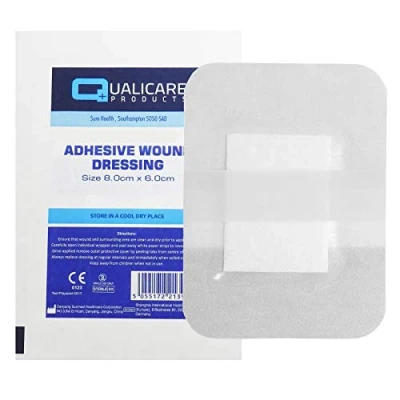 Image of Qualicare 10 x 8CM 6CM PREMIUM STERILE FIRST AID ADHESIVE WOUND CUT FABRIC PLASTER DRESSINGS