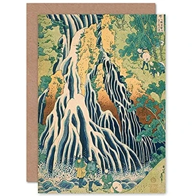 Image of Artery8 Hokusai Kirifuri Waterfall Mount Kurokami Shimotsuke Sealed Greeting Card Plus Envelope Blank inside
