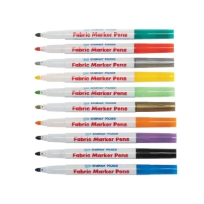 Image of Baker Ross FE831 Christmas Fabric Pens Pack of 10, Letter Print, Assorted, 14 cm