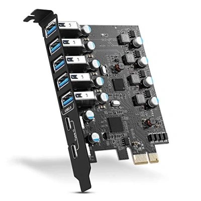 Image of PCI E to USB 3.0 7 Port(2x C 5x A) Expansion Card,PCI Express Add In Card, Internal USB3 Hub Converter for Desktop PC host card Support Windows 10/8/7/XP and MAC OS 10.8.2 above