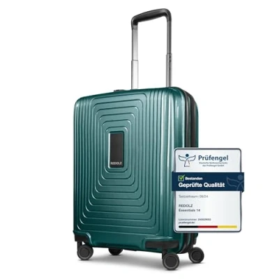 Image of REDOLZ Essentials 14, Pearl green metallic, Kabinen Trolley+ (55 cm) erweiterbar, Hard shell trolley with swivel castors