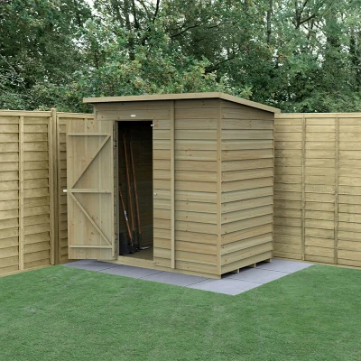 Image of 6&#039; x 4&#039; Forest 4Life 25yr Guarantee Overlap Pressure Treated Windowless Pent Wooden Shed (1.98m 1.4m)