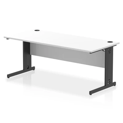 Image of Impulse 1800x800mm Straight Desk White Top Black Cable Managed Leg