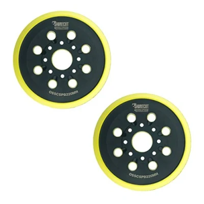 Image of 2 x SabreCut OSSCSPB220MH_2 125mm Medium Hard 8 Hole Random Orbital Sander Hook &amp; Loop Backing Pads Compatible with Bosch GEX125 PEX220 Skil 7402 7490