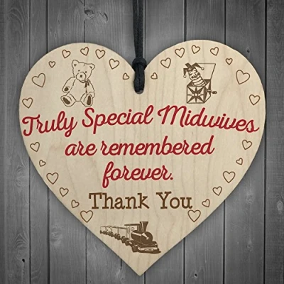 Image of RED OCEAN Special Midwife Midwives Remembered Thank You Gift Nurse Hanging Plaque Baby Sign