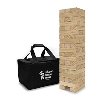 Image of Yard Games Timbers 003 Large Tumbling with Carrying Case Tower Stacking Game 56 pieces From 2 Feet Tall and Builds to Over 4 Made Premium Pine Wood