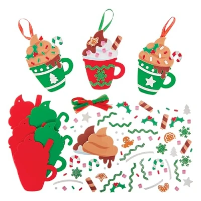 Image of Baker Ross FN337 Hot Chocolate Christmas Mugs Decoration Kits Pack of 8, Arts and Crafts for Kids, Decorations