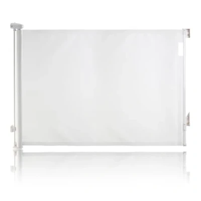 Image of Dreambaby Retractable Stair Gates for Baby, Dog Gate, Extra Wide Mesh Baby Gate fits up to 140cm, Tall 90cm. 2x EZY Check Lock Indicators, Hardware Mounted (White)