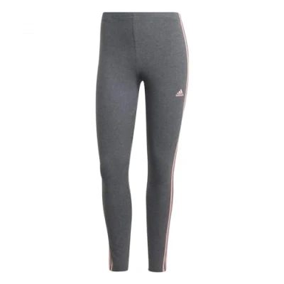 Image of adidas Women&#039;s Essentials 3 Stripes High Waisted Single Jersey Leggings, Dark Grey Heather, XS