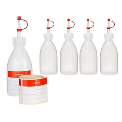 Image of Octopus 5 x 100 ml squeeze bottles, spray bottles made of LDPE with drip cap, garnish decoration bottle for kitchen, hobby or laboratory