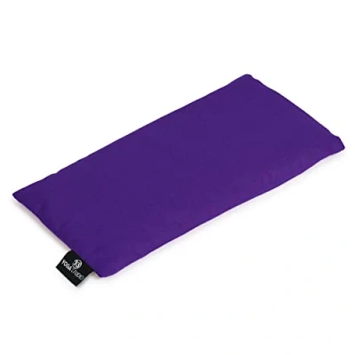 Image of Yoga Studio Eye Pillow 100% Organic Cotton Cover Lavender &amp; Linseed Stress Relief Weighted Mask for Yoga, Relaxation, Aromatherapy, Tired Eyes, Headaches (Purple)