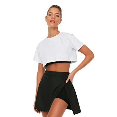 Image of Trendyol Women Sportswear Oversize Basic Crew Neck Knit T Shirt White