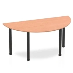 Image of Impulse 1600mm Semi Circle Table Beech Top Black Post Leg