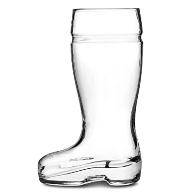 Image of bar@drinkstuff Glass Beer Boot 11.6oz / 330ml Pack of 6 German Boot, Bierstiefel Novelty