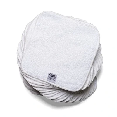 Image of Cheeky Wipes 25 Washable Cotton Terry Cloth Wipes, 15x15cm White Reusable Towelling Extra Soft &amp; Perfect For Nappy Changes Eco Friendly
