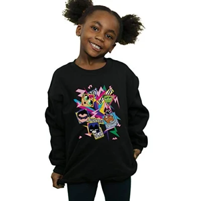Image of DC Comics Girls Teen Titans Go 80s Icons Sweatshirt Black 5 6 Years