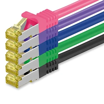Image of 1aTTack.de 5 X 1 M Cat 7 Ethernet Cable High Speed Gigabit RJ45 LAN Patch Cord with 10Gbps 600Mhz/s SFTP PIMF LSZH Color B