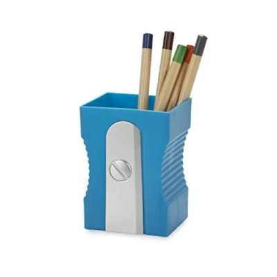 Image of Balvi pen holder sharpener Blue colour Keep your desk organized Original and fun shaped