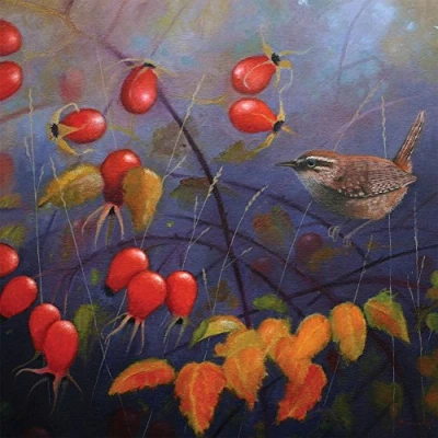 Image of Autumn Wren bird and nature greeting card with envelope