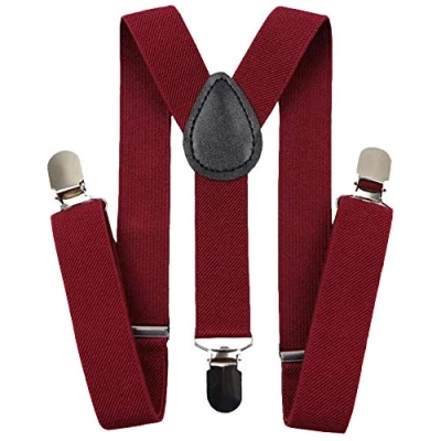 Image of DB Dickie Bow Childrens Kids Boys Adjustable Vintage Braces (Burgundy) suitable for formalwear, weddings, parties, pageboy outfits