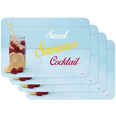 Image of Venilia placemat set for dining room BERRIES COCKTAIL TIME &quot;SWEET SUMMER COCKTAIL&quot;, of 4 wipeable polypropylene, food safe pcs. 45 x 30 cm, pieces, 59091