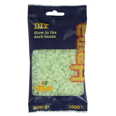 Image of Hama Beads Bag Approx. 1000 Midi Fuse Mosaic Decoration Arts &amp; Craft for Creative Children Ages 5+ Glow in The Dark Green