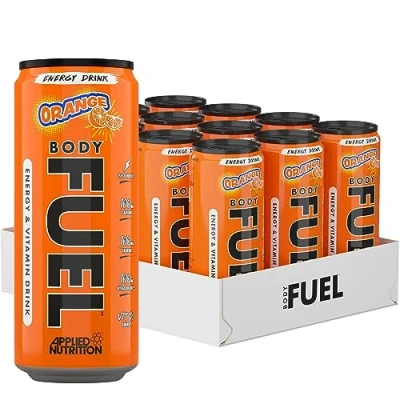 Image of Applied Nutrition BodyFuel Energy &amp; Vitamins Drink Fast Energy, Drink, Sugar Free with Caffeine (Pack of 12 Cans x 330ml) (Orange)