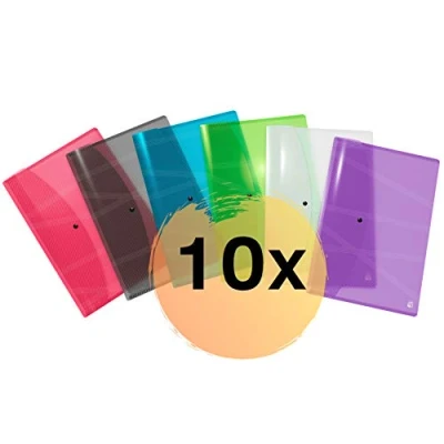Image of Oxford Hawai A3 Plastic Wallets Clear 6 Colours Pack of 10