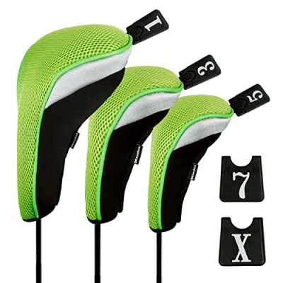Image of Andux Golf 460cc Driver Fairway Wood Club Head Covers 3pcs/Set Green
