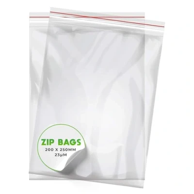 Image of V1 Trade Zip Bags Set of 100 200 x 250 mm Baggys Robust Ziplock Resealable for Better Organisation Plastic Sealable