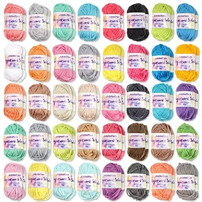 Image of BambooMN Amigurumi Select 100% Acrylic Craft Yarn Bonbons Crochet and Knitting Projects 2 Light Packs/2 Dark Packs 80 x 10g 2000 yds Total