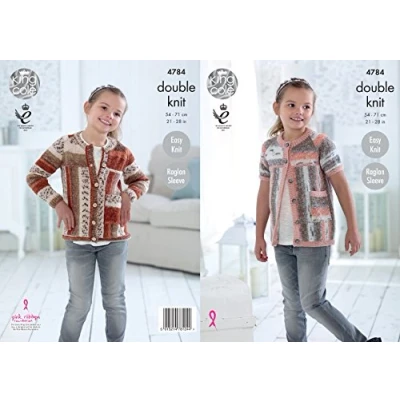 Image of King Cole 4784 Knitting Pattern Girls Easy Knit Raglan Cardigans in DK