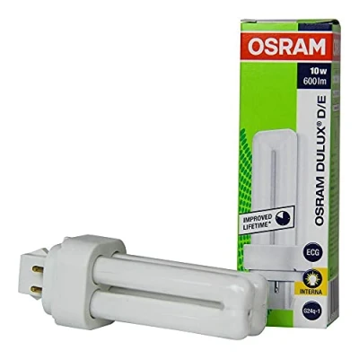 Image of Osram Dulux DE 10w 4 Pin 827 Very Warm White G24q 1 (2700k) Compact Fluorescent Lamp