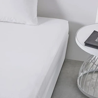 Image of TODAY Essential Fitted Sheet 140 x 190 cm Double 100% Cotton Plain Chalk