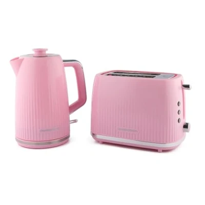 Image of Hamilton Beach Miami Breakfast Jug Kettle &amp; 2 Slice Toaster Bundle Flamingo Pink, Pink
