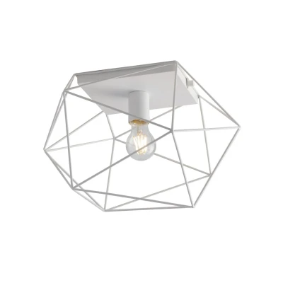 Image of Abraxas Globe Cage Semi Flush Ceiling Light, White, E27