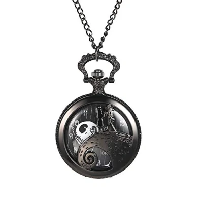 Image of JewelryWe Antique Nightmare Before Christmas Pocket Watch Men Women with Chain Necklace for Xmas