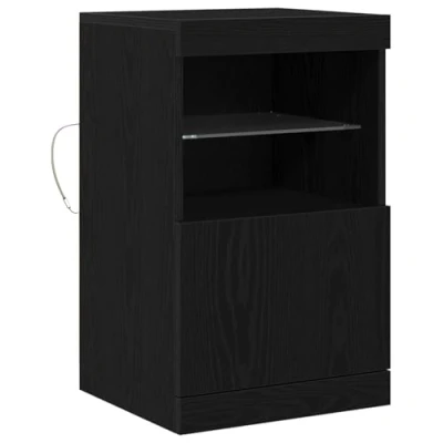 Image of vidaXL Sideboard with LED Lights Black Oak 41x37x67 cm