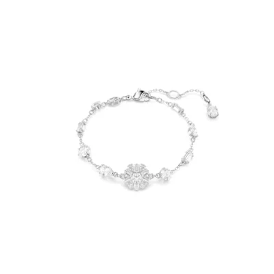 Image of Swarovski Idyllia bracelet, Mixed cuts, Snowflake, White, Rhodium plated