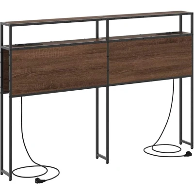 Image of vidaXL Storage Headboard Wall mounted Brown oak 160 cm Engineered wood