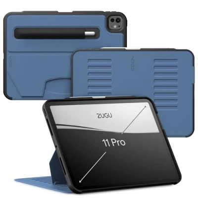 Image of ZUGU iPad Pro 11 Inch Case (M4) 2024 Ultra Slim Protective Cover Wireless Apple Pencil Charging Convenient 8 angle Magnetic Stand &amp; Auto Sleep/Wake [ Slate Blue ]