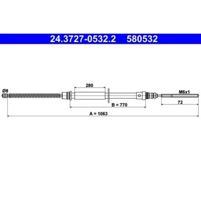 Image of 4745F2, 4745G9 Brake Cable ATE 24.3727 0532.2 1063mm CITROËN: Dispatch I Van